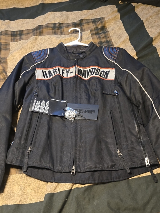 Harley-Davidson Jackets & Blazers - Harley-Davidson Black Jacket with White and Orange Accents Brand New Windproof